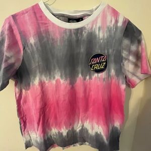 Santa Cruz Contra Dot Faded Pink & Grey Tie Dye T-Shirt